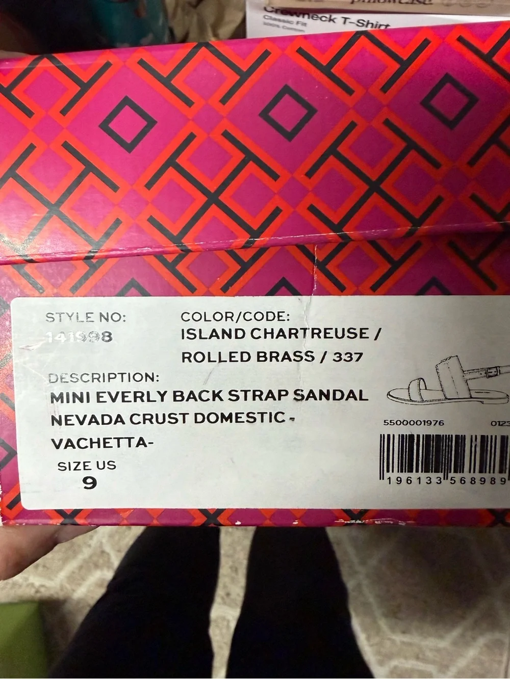 TORY BURCH Mini Everly Back Strap Leather Sandals Island Chartreus 9 NIB - Picture 5 of 5
